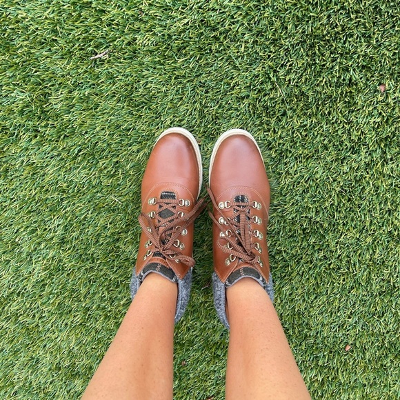 COLE HAAN BROWN Leather Boot Sneaker Plaid Detail - Picture 3 of 7